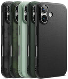 iPhone 16 Plus Case | Onyx - Five iPhone 16 Plus cases in black, green, and light green textures arranged in a row.
