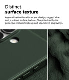 iPhone 16 Case | Onyx - Close-up of a dark green phone case with a textured surface and rugged side grip detailing.