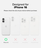 iPhone 16 Case | Onyx - Comparison chart showing iPhone 16 is the only compatible model among the iPhone 16 series.