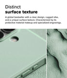 iPhone 16 Case | Onyx - Close-up of a textured mint green phone case with rugged side grips and a sand-like surface pattern.