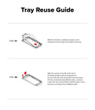 iPhone 16 / 15 Screen Protector | Easy Slide Privacy Tempered Glass - iPhone 16 / 15 Screen Protector - Two-step instructional diagram showing how to insert and align a screen protector into a tray.