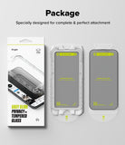 iPhone 16 / 15 Screen Protector | Easy Slide Privacy Tempered Glass - iPhone 16 / 15 Screen Protector - Ringke privacy glass packaging with two easy-slide installation frames and screen protectors.