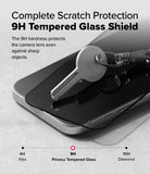 iPhone 16 / 15 Screen Protector | Easy Slide Privacy Tempered Glass - iPhone 16 / 15 Screen Protector - A metal key scratches a 9H tempered glass screen protector on a smartphone.