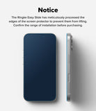 iPhone 16 / 15 Screen Protector | Easy Slide Tempered Glass - iPhone 16 / 15 Screen Protector - Front and side views of a smartphone showing the tempered glass edge coverage.