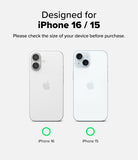iPhone 16 / 15 Screen Protector | Easy Slide Tempered Glass - iPhone 16 / 15 Screen Protector - Comparison of iPhone 16 and 15 back panels to help users identify their device model.