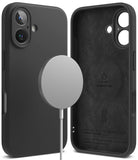 iPhone 16 Plus Case | Silicone Magnetic - Black magnetic silicone case for iPhone 16 Plus with interior branding.