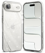iPhone Air Case | Air - Clear, glittery iPhone case shown from back and front angles against a white background.