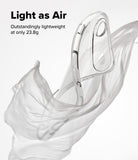 iPhone Air Case | Air - iPhone Air Case - A clear, lightweight phone case floating amidst flowing white fabric with text about its light weight.