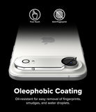 iPhone Air | Camera Glass - Clear lens protector on a silver iPhone, highlighting oleophobic coating and anti-fingerprint features.