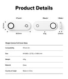 iPhone Air | Camera Glass - Technical diagram showing dimensions, weight, and specifications for the camera cover glass.