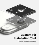 [Bundle] iPhone Air | Onyx Magnetic - Exploded view of a camera lens protector being installed onto an iPhone using a custom alignment tool.