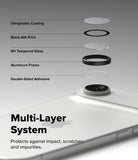[Bundle] iPhone Air | Onyx Magnetic - Exploded view of a multi-layer camera lens protector above an iPhone.