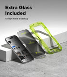 iPhone Air Screen Protector | Easy Slide Privacy Tempered Glass - iPhone Air Screen Protector - Smartphone with privacy glass, a spare screen protector, and a green plastic installation tray.