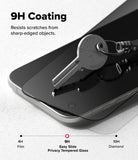 [Bundle] iPhone Air | Onyx Magnetic - A metal key pressing against a smartphone screen protector to demonstrate 9H scratch resistance.
