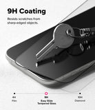 [Bundle] iPhone Air | Silicone Magnetic - A metal key pressing against a smartphone screen protector to demonstrate 9H scratch resistance.