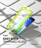 [Bundle] iPhone Air | Silicone Magnetic - Lime green Easy Slide installation tray hovering over an iPhone screen.