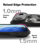 iPhone Air Case | Fusion-X - Close-up of phone case showing 1.0mm camera edge and 1.5mm raised screen bezel protection.
