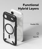 iPhone Air Case | Fusion-X Magnetic - Exploded view of a phone case showing flexible TPU and hard PC layers.