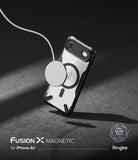 [Bundle] iPhone Air | Fusion-X Magnetic - Clear protective phone case with magnetic ring attached to a wireless charger.