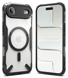 iPhone Air Case | Fusion-X Magnetic - Clear protective case with black bumper, magnetic ring, and camera cutout.