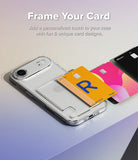 iPhone Air Case | Fusion Card - Clear phone case with a card slot holding an orange card, with pink and black cards nearby.