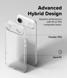 iPhone Air Case | Fusion Matte - Diagram showing a phone case with flexible TPU edges and a hard PC back panel.