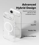 iPhone Air Case | Fusion Magnetic - Exploded view of a clear phone case showing PC, TPU, and magnetic layers on a phone.
