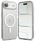 iPhone Air Case | Fusion Magnetic Matte - Front and back view of a clear, matte iPhone case with a white MagSafe ring.