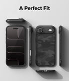 iPhone Air Case | Onyx - Multiple views of a black camouflage phone case showing front, back, and side profiles on a gray background.
