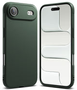iPhone Air Case | Onyx - Dark green textured iPhone case shown from back and front with a minimalist abstract screen design.
