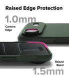iPhone Air Case | Onyx - Dark green phone case showing 1.0mm camera edge and 1.5mm raised screen bezel protection.