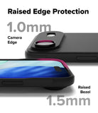 iPhone Air Case | Onyx Magnetic - Close-up showing 1.0mm raised camera edge and 1.5mm raised screen bezel protection.