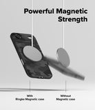 [Bundle] iPhone Air | Onyx Magnetic - A magnetic charger holds a camo phone case, while a second charger drops a bare phone.