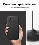 [Bundle] iPhone Air | Silicone Magnetic - Hand holding a black silicone phone case next to a stream of liquid silicone.