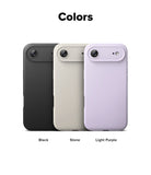iPhone Air Case | Silicone Magnetic - Three silicone phone cases in black, stone, and light purple arranged side by side.