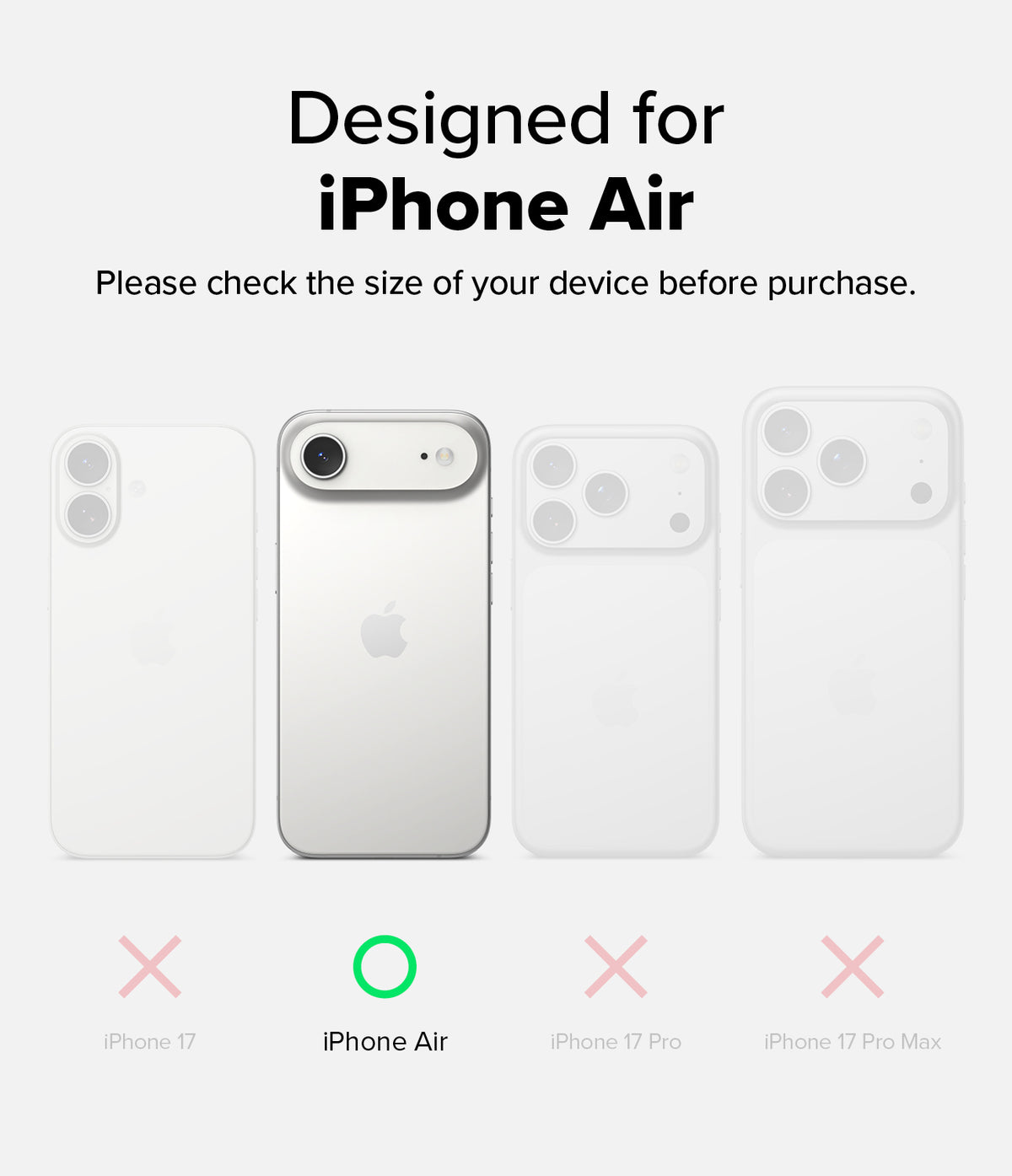[Bundle] iPhone Air | Silicone Magnetic - Comparison chart showing iPhone Air is the only compatible model among four phones.
