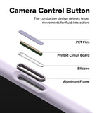 [Bundle] iPhone Air | Silicone Magnetic - Exploded view of a phone camera button showing PET film, PCB, silicone, and frame.