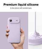 [Bundle] iPhone Air | Silicone Magnetic - Hand holding a lavender iPhone case next to a stream of liquid silicone.