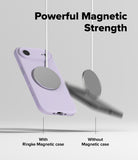 [Bundle] iPhone Air | Silicone Magnetic - A lavender phone case stays attached to a magnetic charger while another falls.