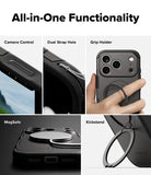 [Bundle] iPhone 17 Pro Max | Alles - Features showing camera control, strap hole, grip holder, MagSafe, and kickstand on a phone case.