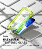 [Bundle] iPhone 17 Pro Max | Fusion Bold Magnetic Matte - iPhone 17 Pro Max | Fusion Bold Magnetic Matte - Neon green Easy Slide installation tray hovering over a smartphone.