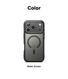 iPhone 17 Pro Max Case | Fusion Bold Magnetic Matte - Matte smoke phone case with magnetic ring and camera cutout.