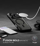 [Bundle] iPhone 17 Pro Max | Fusion Bold Magnetic Matte - iPhone 17 Pro Max | Fusion Bold Magnetic Matte - Matte black phone case with magnetic ring charging on a dark surface.