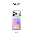iPhone 17 Pro Max Case | Fusion Card - Clear phone case holding a colorful gradient credit card on the back.