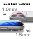 iPhone 17 Pro Max Case | Fusion - Clear phone case showing 1.0mm camera edge and 1.5mm raised bezel protection.