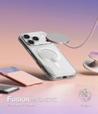 iPhone 17 Pro Max Case | Fusion Magnetic Matte - Clear phone case with magnetic ring hovering over a gradient background.
