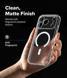 [Bundle] iPhone 17 Pro Max | Fusion Magnetic - Hand holding a clear, matte iPhone 17 Pro Max case with a magnetic ring.