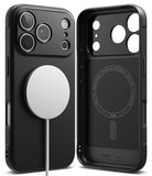 iPhone 17 Pro Max Case | Onyx Magnetic - Black textured phone case showing exterior with MagSafe charger and interior.