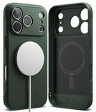 iPhone 17 Pro Max Case | Onyx Magnetic - Dark green magnetic phone case shown from the back and interior.
