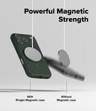 [Bundle] iPhone 17 Pro Max | Onyx Magnetic - A green iPhone case securely attached to a magnetic charger versus a falling phone.
